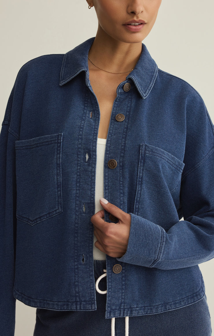 Jackets All Day Cropped Knit Denim Jacket All Day Cropped Knit Denim Jacket