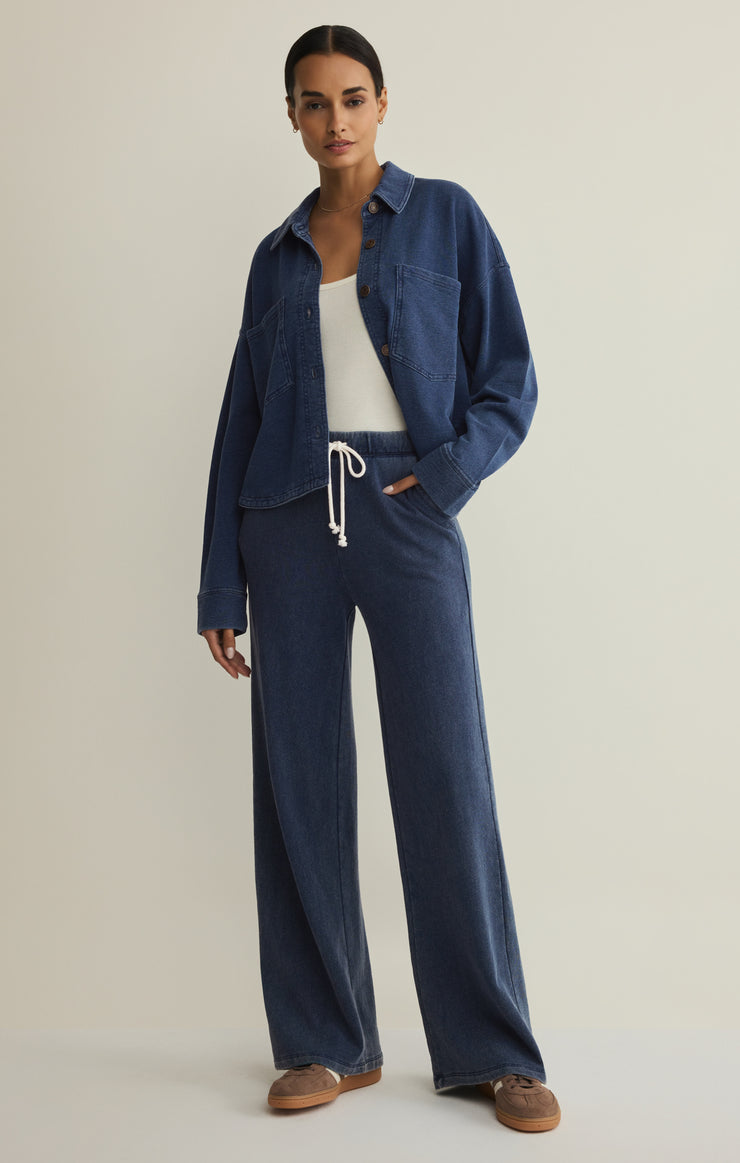 Jackets All Day Cropped Knit Denim Jacket Indigo