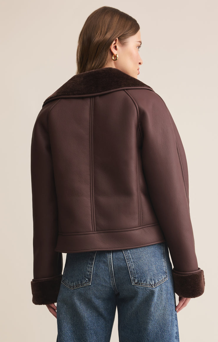 Jackets Locklin Vegan Leather Sherpa Jacket Chocolate Cherry