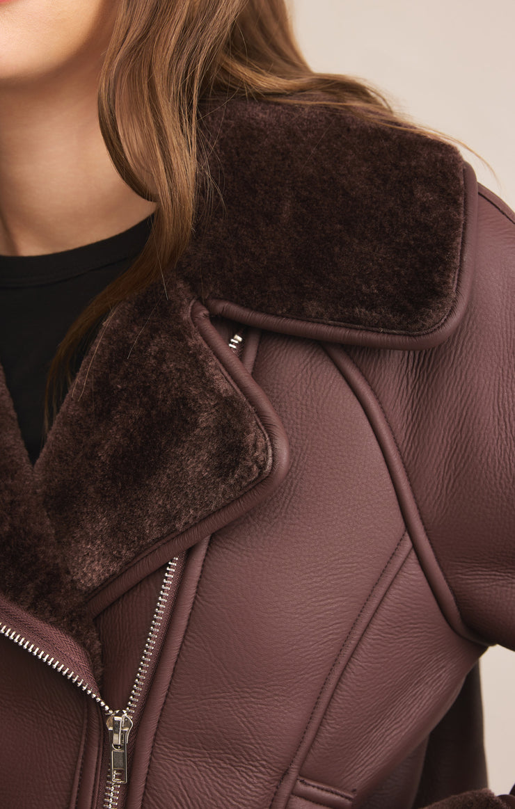 Jackets Locklin Vegan Leather Sherpa Jacket Chocolate Cherry