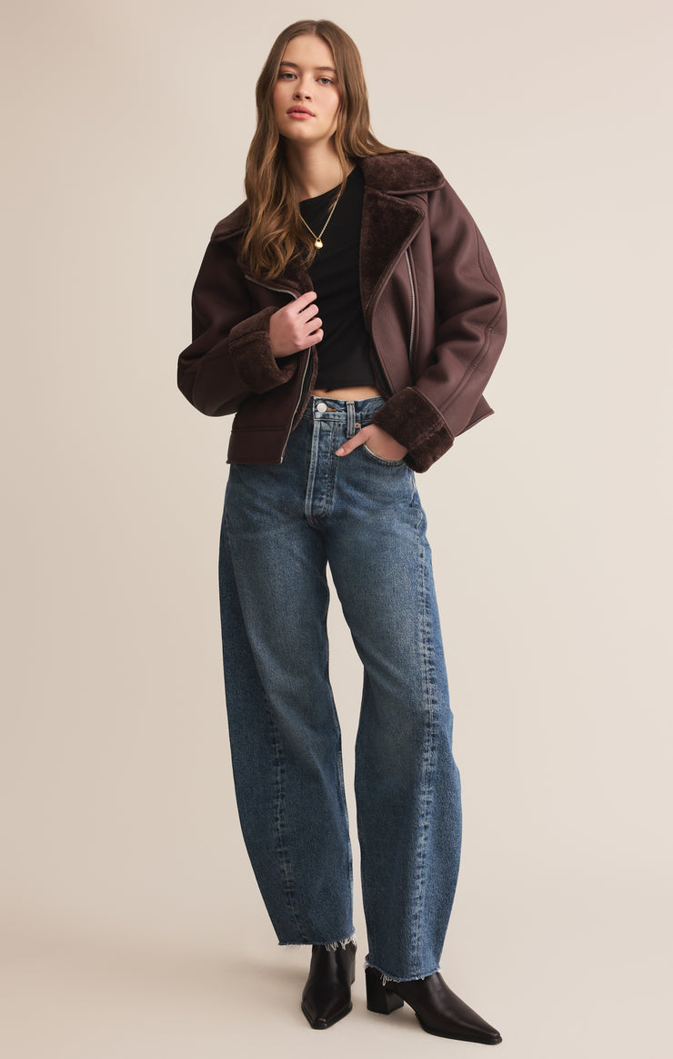 Jackets Locklin Vegan Leather Sherpa Jacket Chocolate Cherry