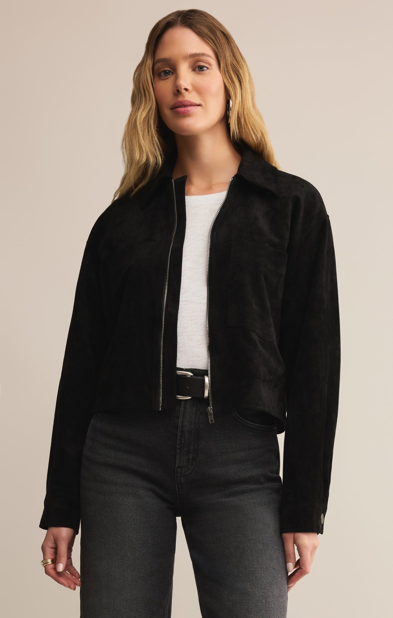 FAUX SUEDE ZIP BLOUSONブラックM FAUX SUEDE ZIP BLOUSONブラックM - メルカリ