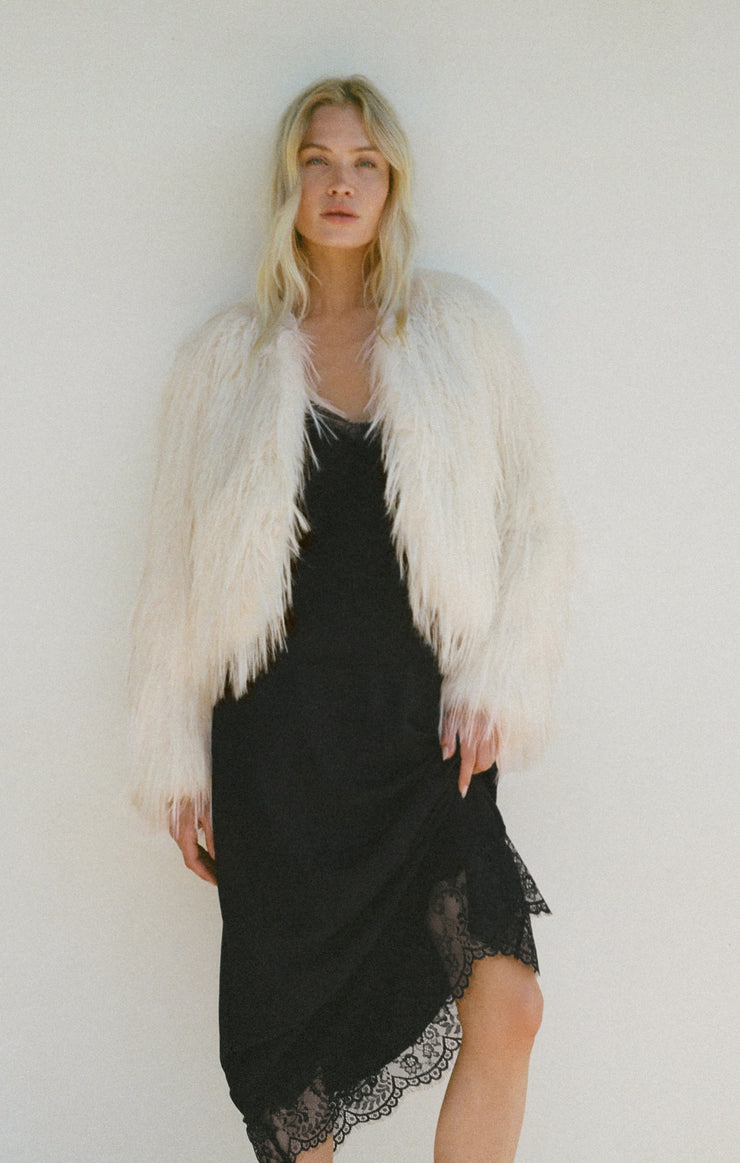 Jackets Cyndi Faux Fur Crop Jacket Warm White