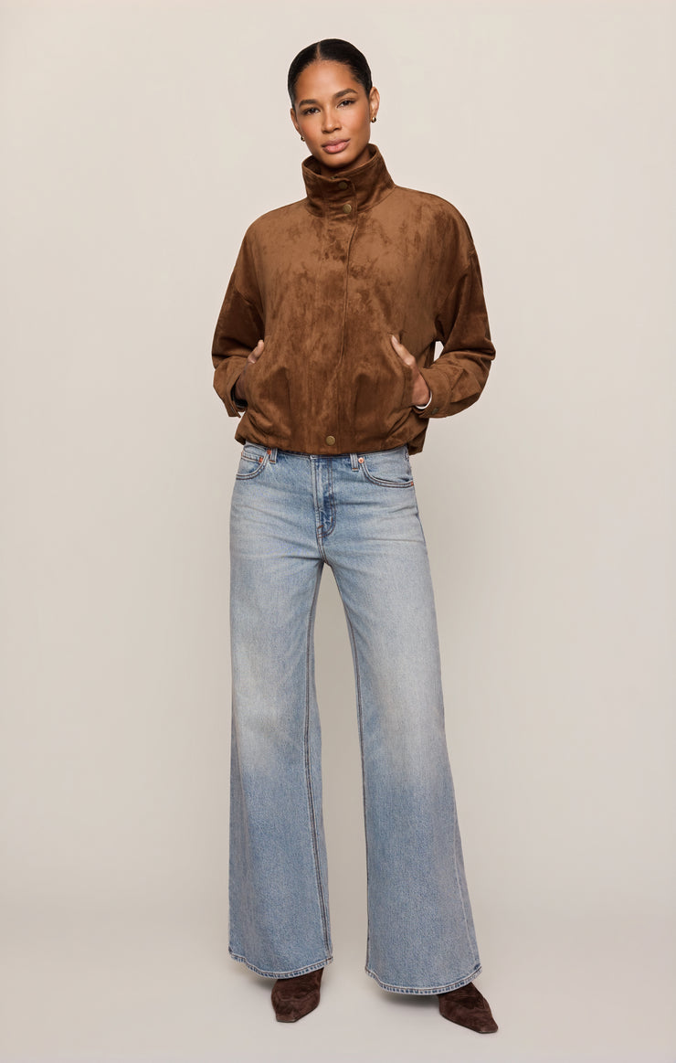 Jackets Corin Faux Suede Bubble Hem Jacket Saddle Suede