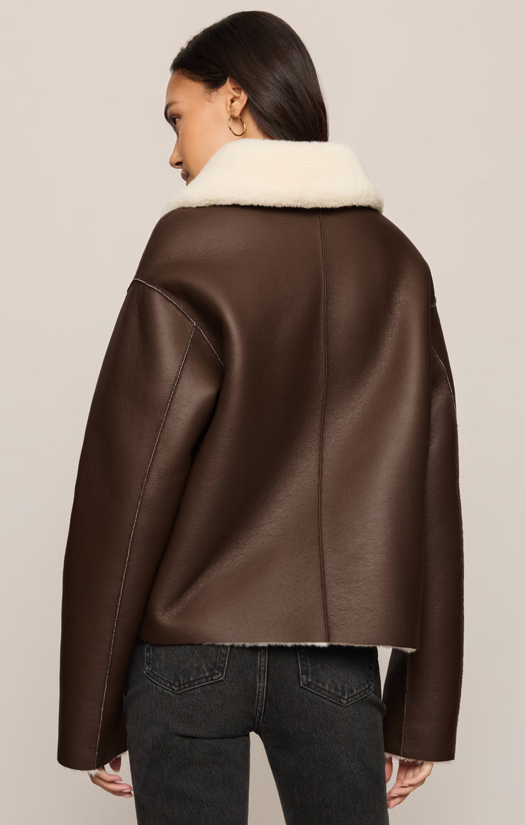Jackets Jensen Reversible Faux Shearling Jacket Dark Chocolate