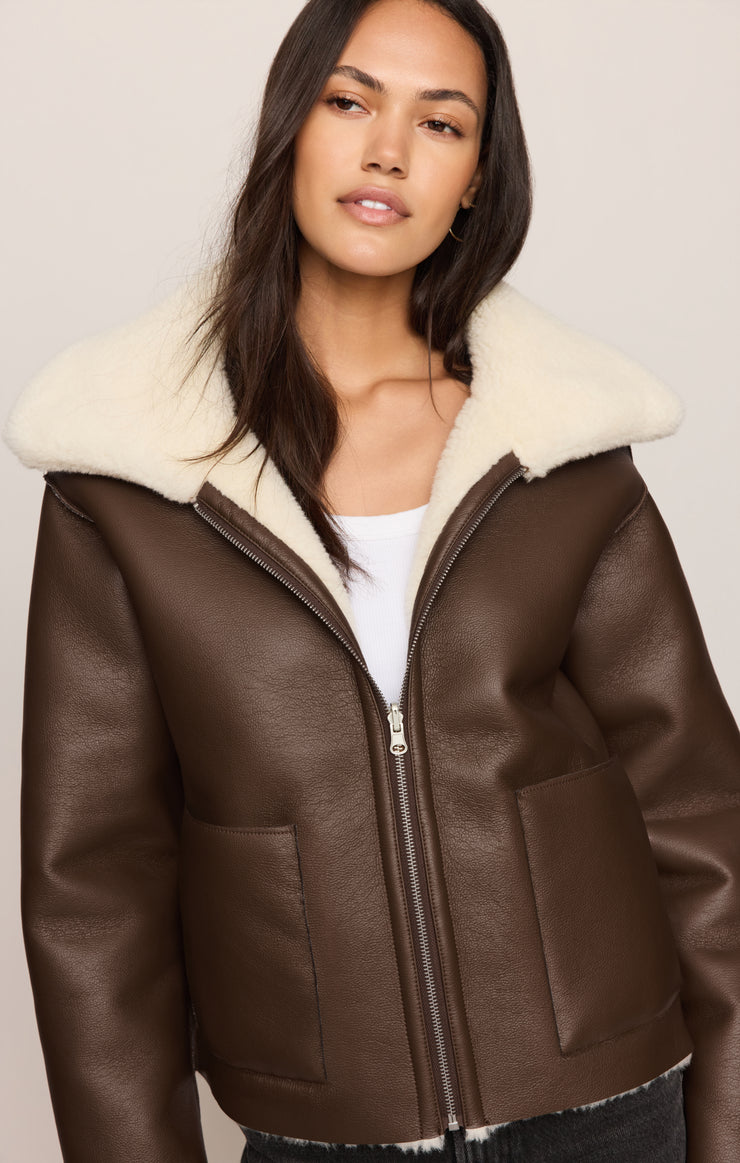 Jackets Jensen Reversible Faux Shearling Jacket Dark Chocolate