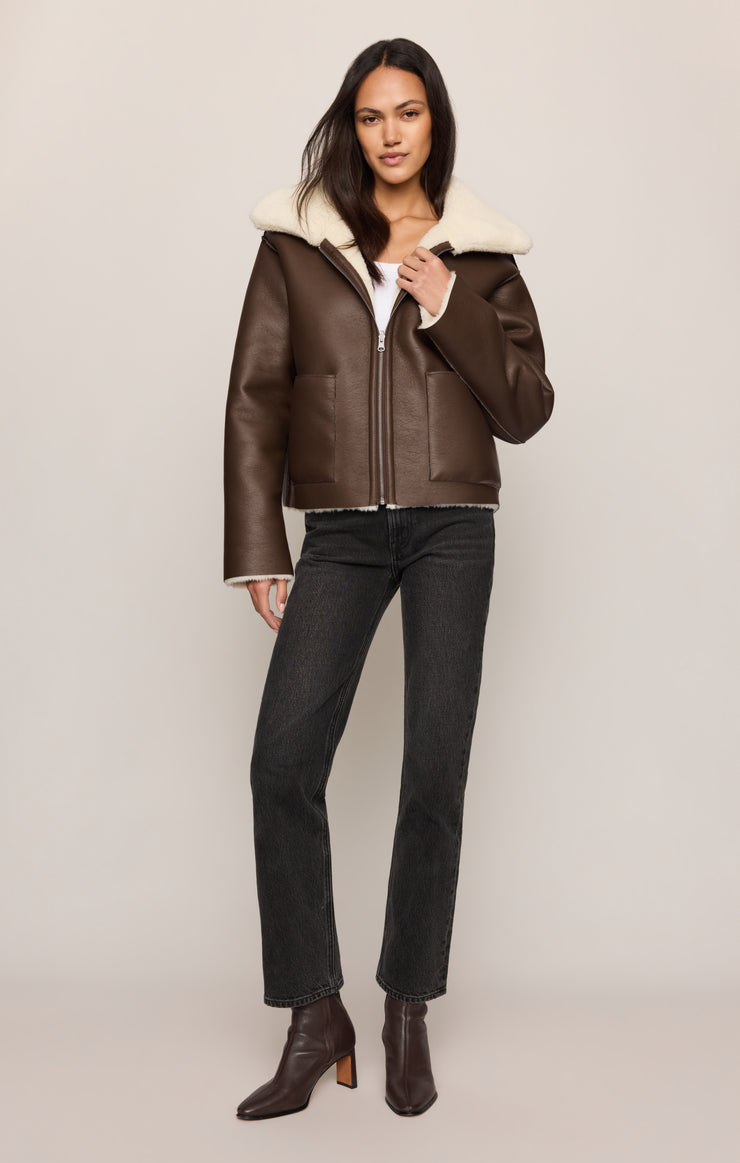 Jackets Jensen Reversible Faux Shearling Jacket Dark Chocolate