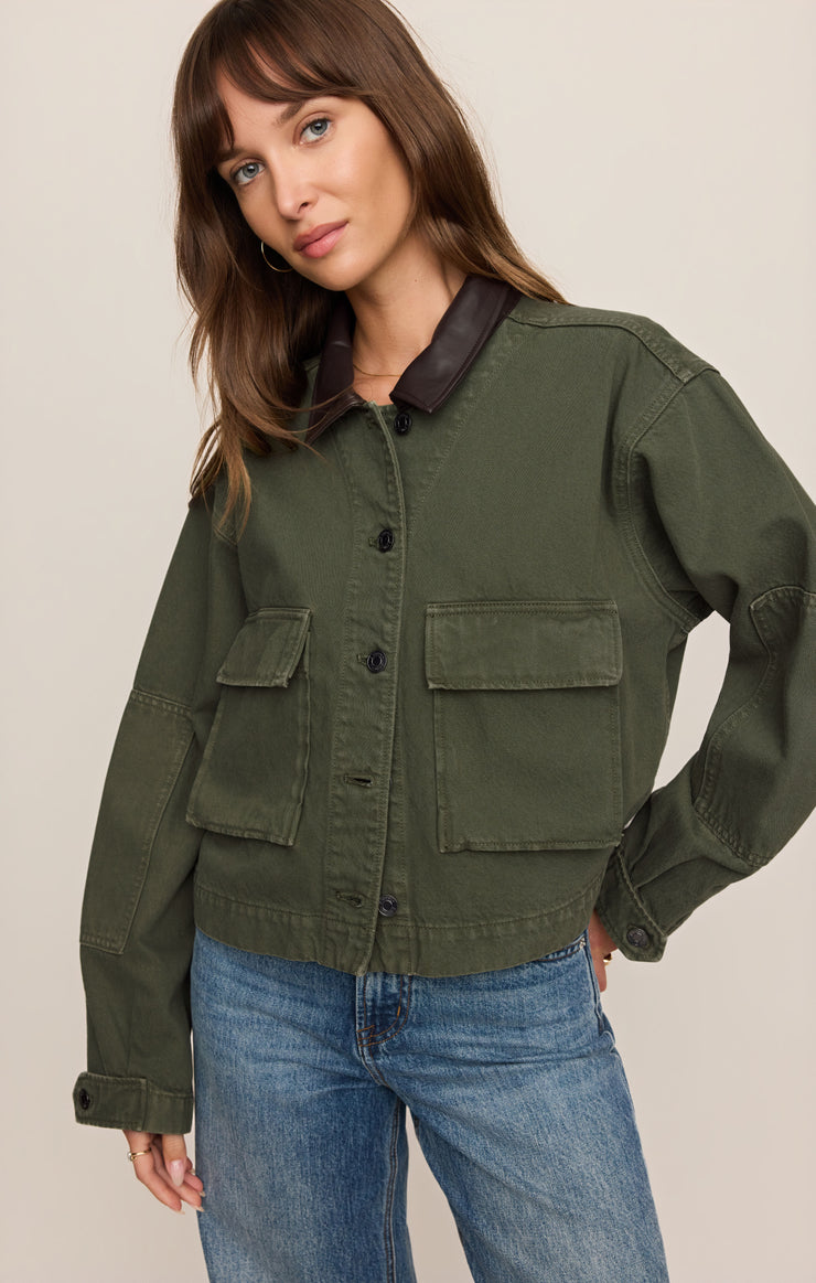 Jackets Rey Cropped Denim Chore Jacket Dusk Sage