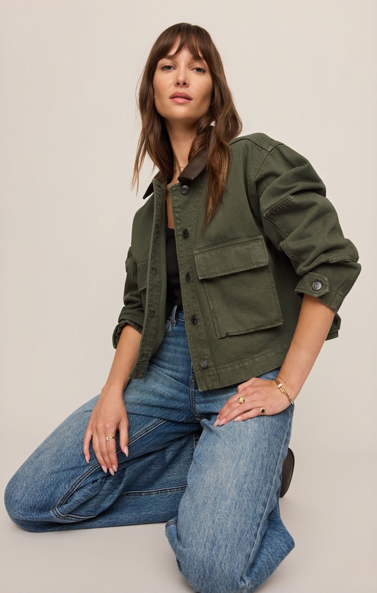 Jackets Rey Cropped Denim Chore Jacket Dusk Sage