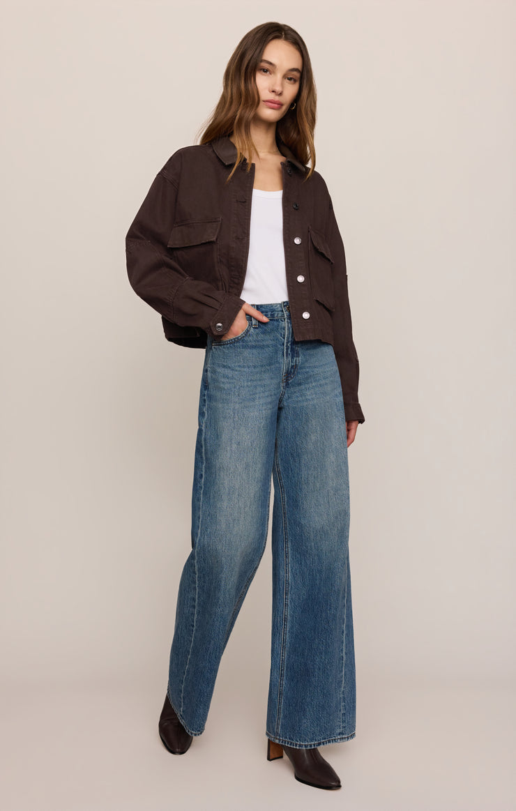 Rey Cropped Denim Chore Jacket