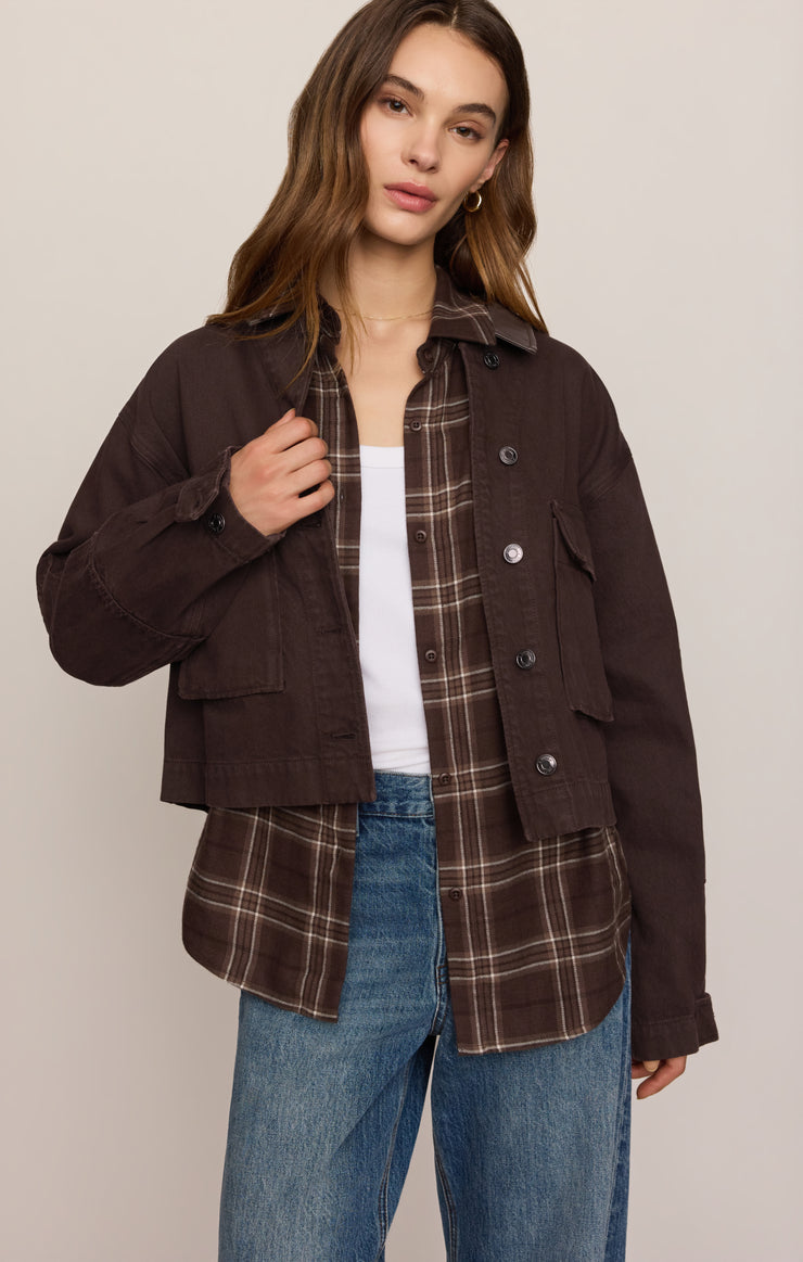 Jackets Rey Cropped Denim Chore Jacket Umber