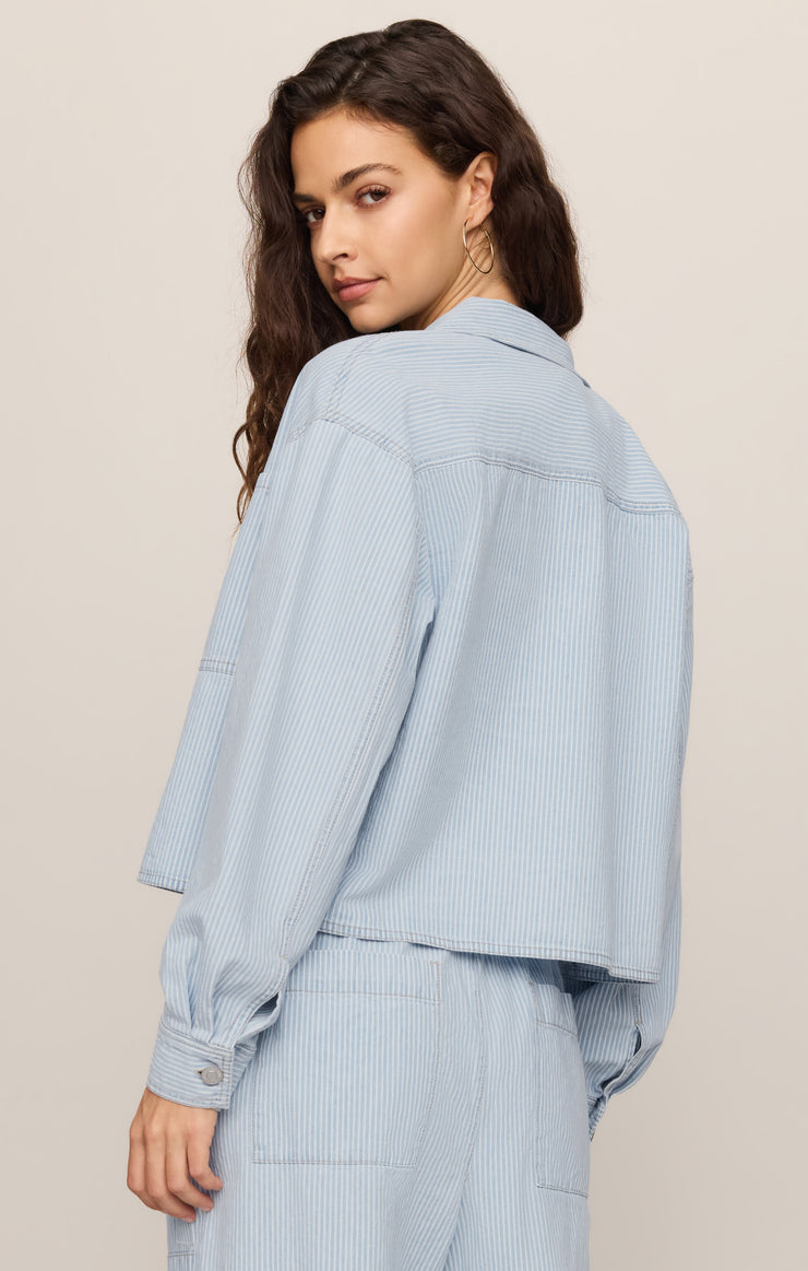 Jackets Erin Soft Denim Railroad Jacket Seaboard Stripe