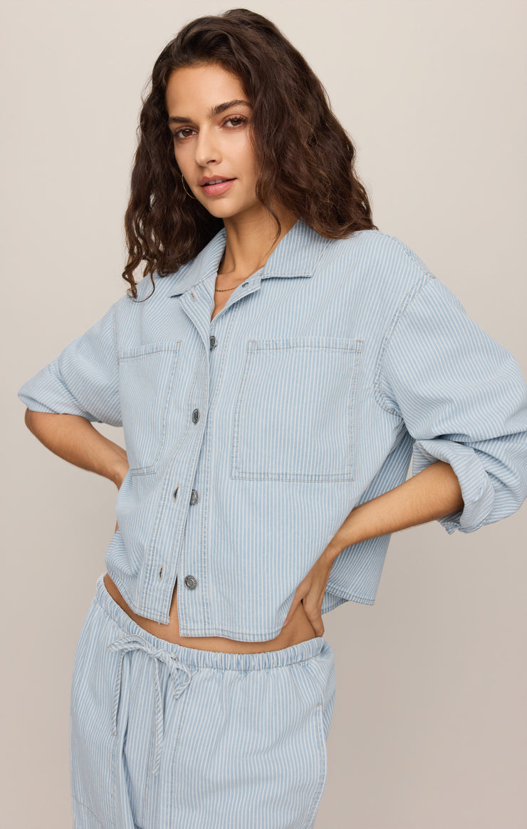 Jackets Erin Soft Denim Railroad Jacket Seaboard Stripe
