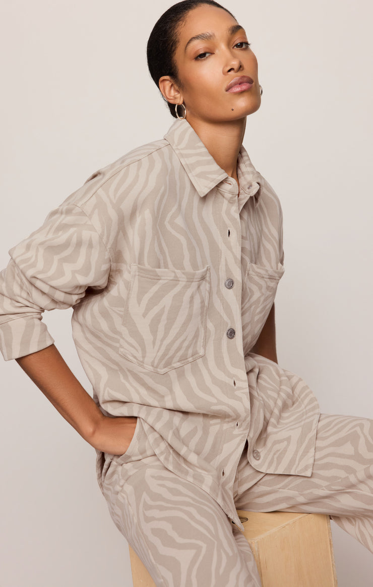 Tops All Day Knit Zebra Jacket Zebra Soapstone