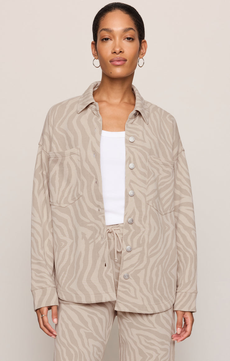 Tops All Day Knit Zebra Jacket Zebra Soapstone