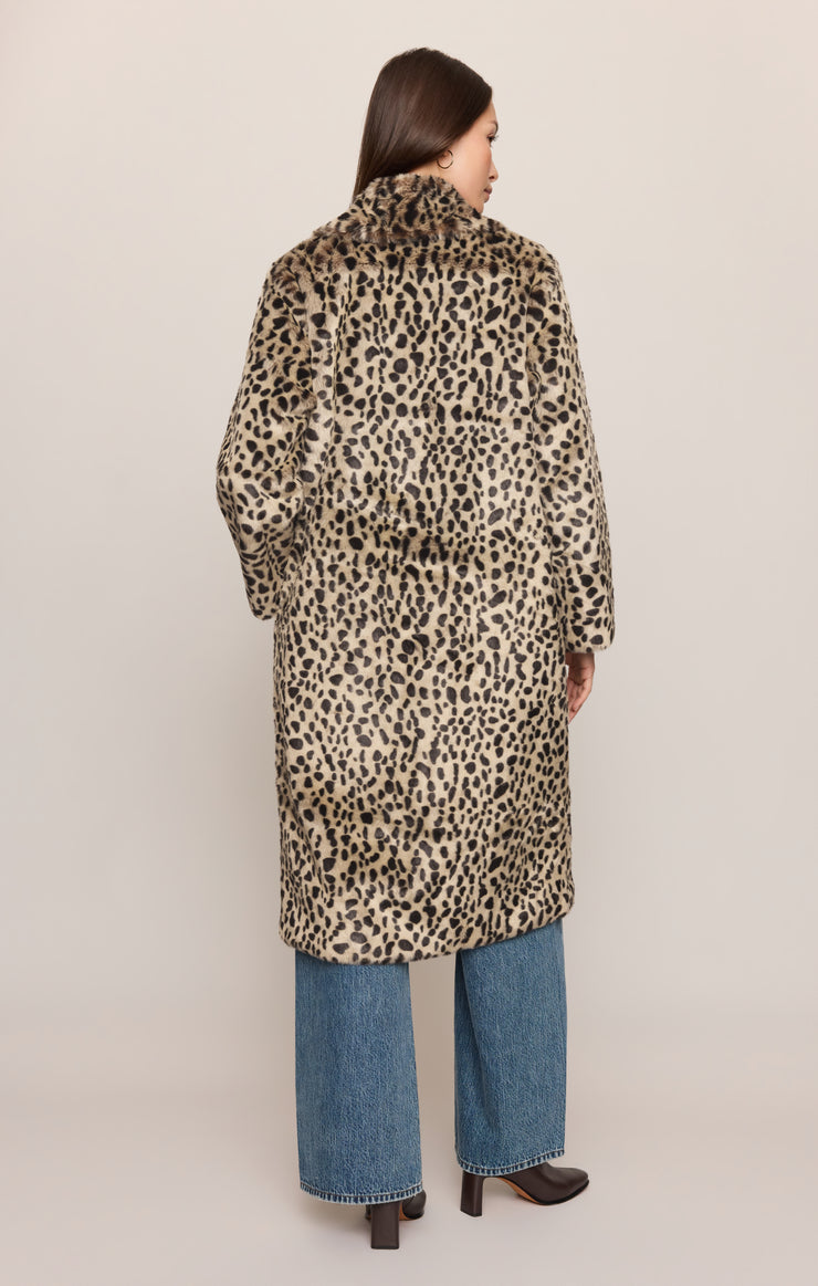 Coats Suki Leopard Faux Fur Belted Coat Natural