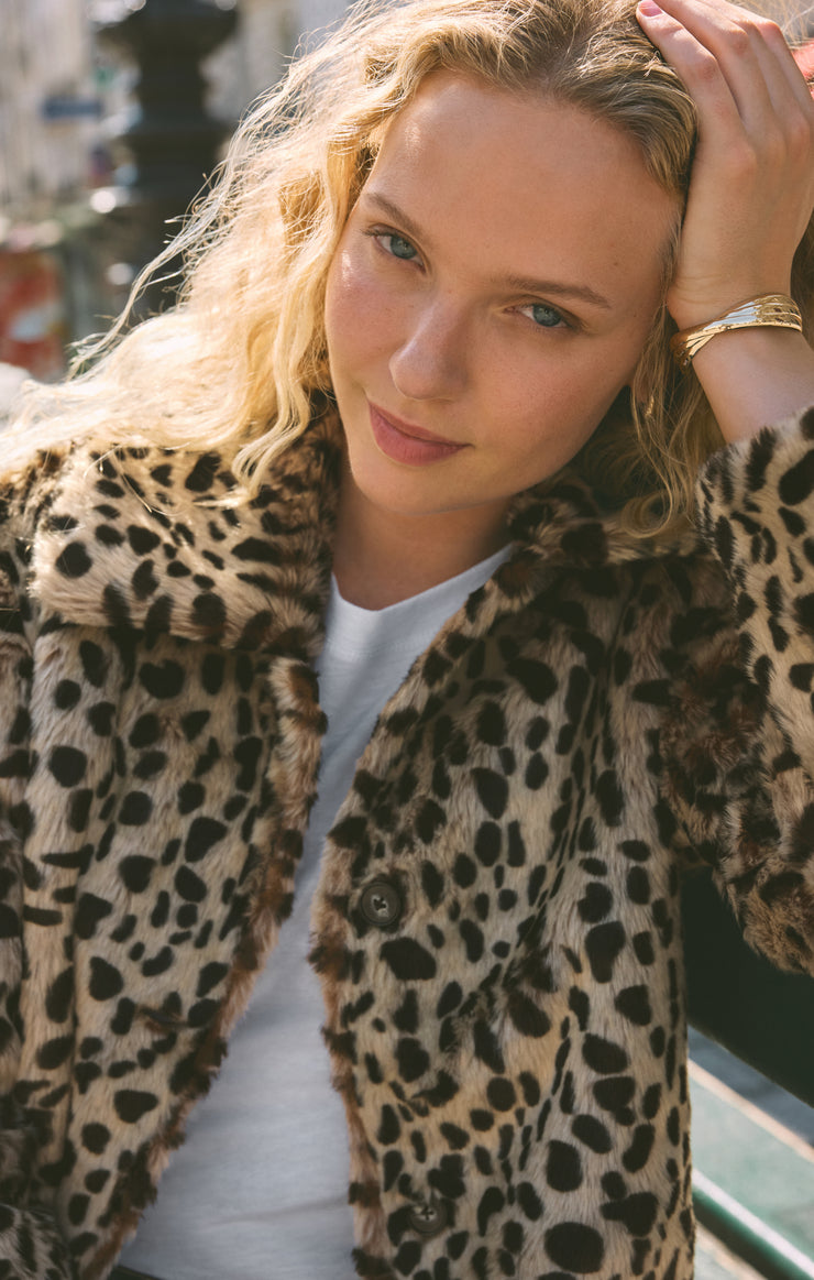 Coats Suki Leopard Faux Fur Belted Coat Natural