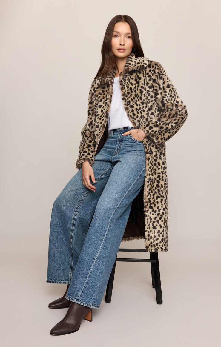 Suki Leopard Faux Fur Belted Coat