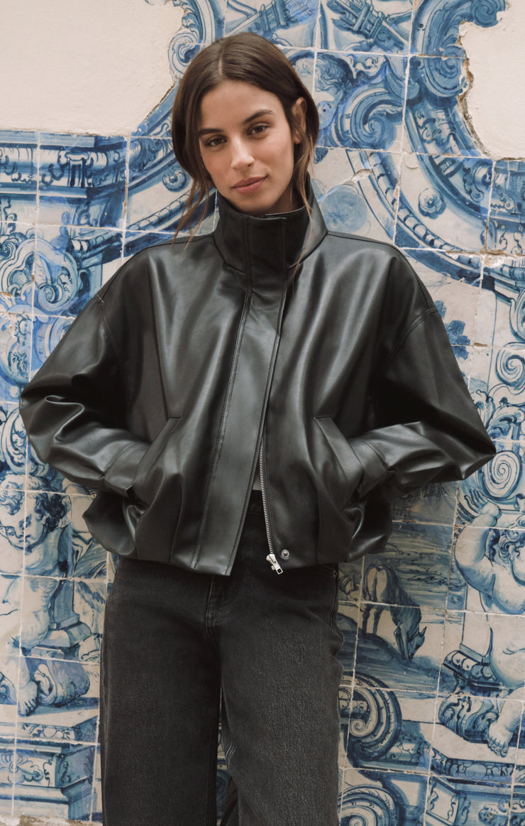 Jackets Corin Faux Leather Bubble Jacket Black