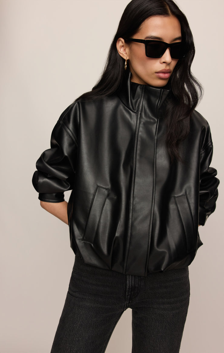 Jackets Corin Faux Leather Bubble Jacket Black