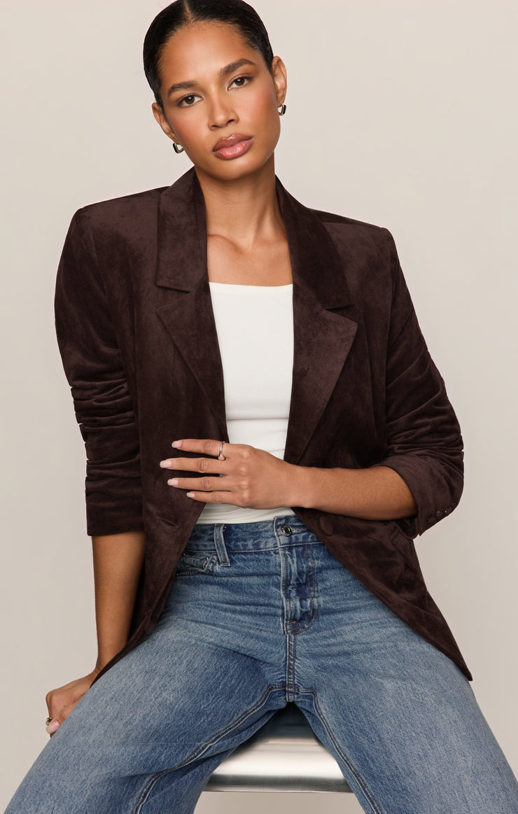Jackets Evan Faux Suede Oversized Blazer Dark Roast