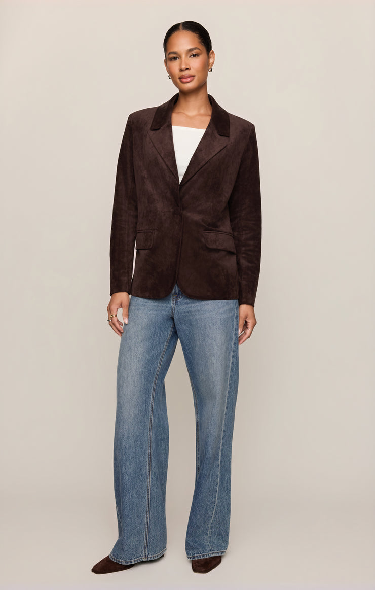 Jackets Evan Faux Suede Oversized Blazer Dark Roast