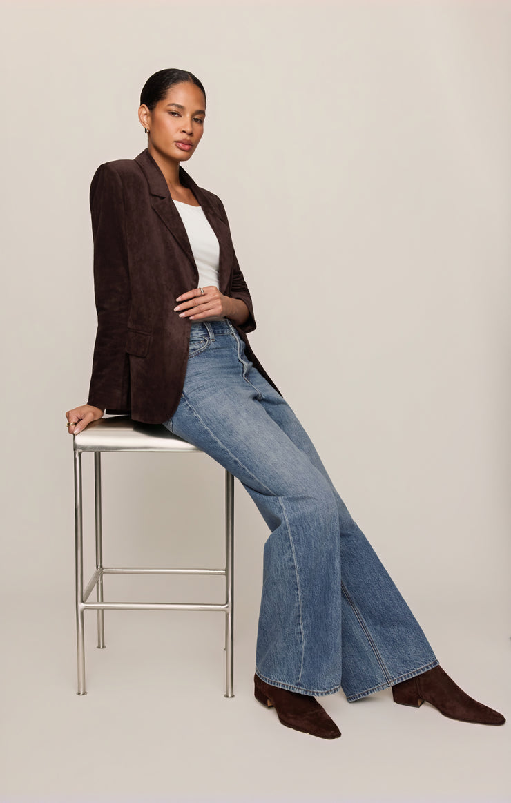 Jackets Evan Faux Suede Oversized Blazer Dark Roast