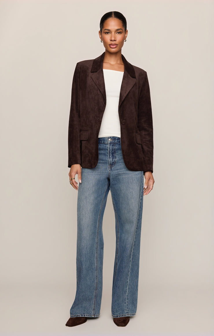 Jackets Evan Faux Suede Oversized Blazer Dark Roast