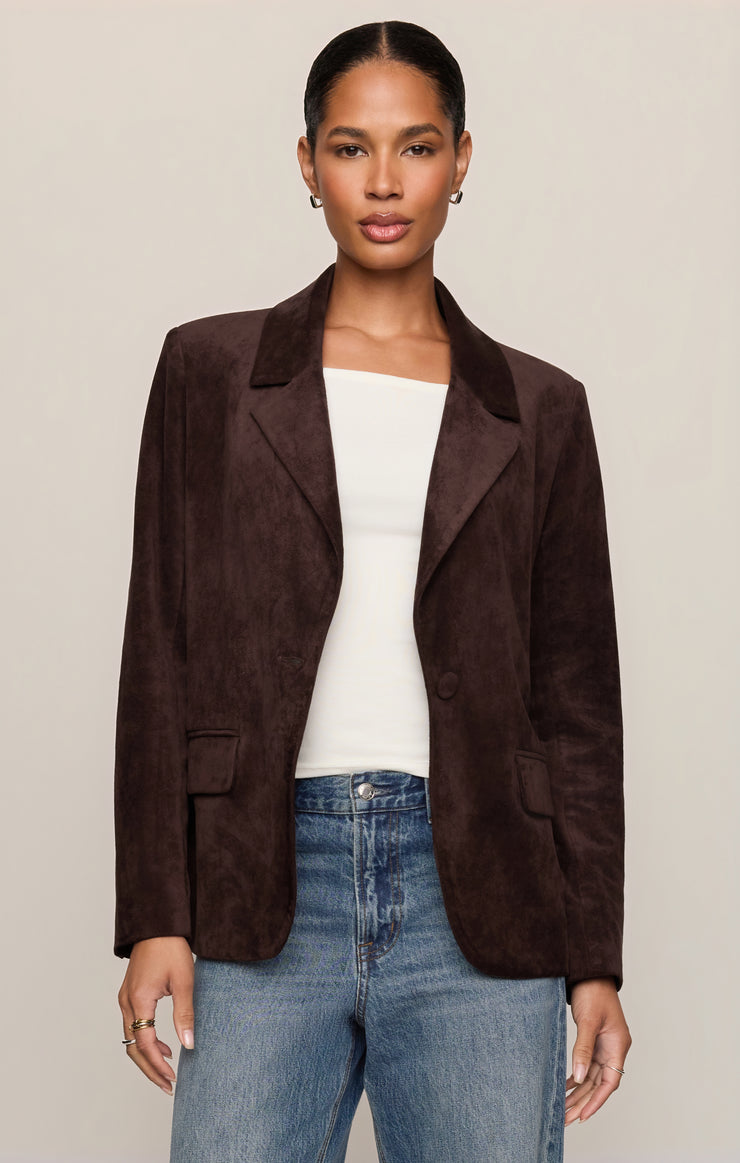 Jackets Evan Faux Suede Oversized Blazer Dark Roast