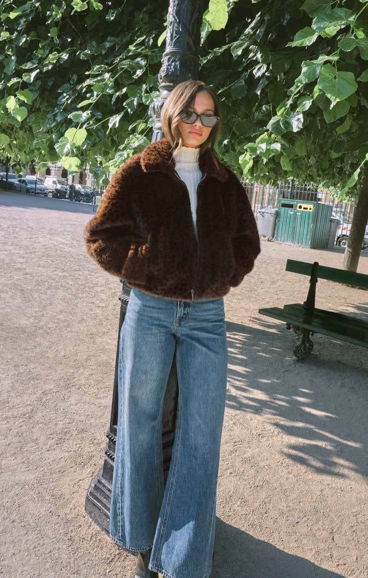 Jackets Edie Leopard Faux Fur Jacket Russet
