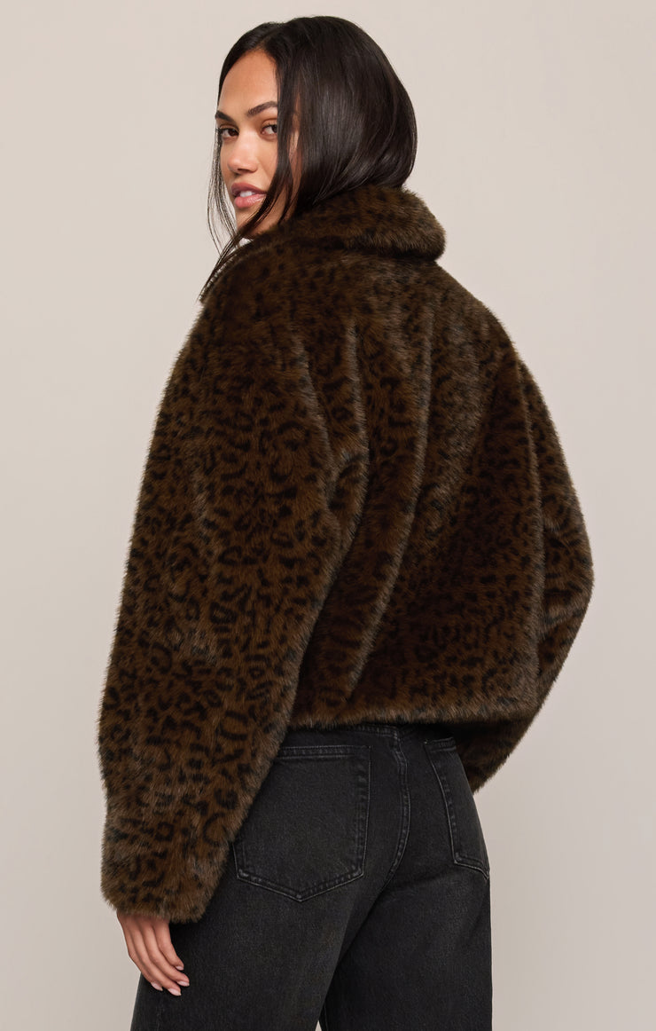 Jackets Edie Leopard Faux Fur Jacket Russet