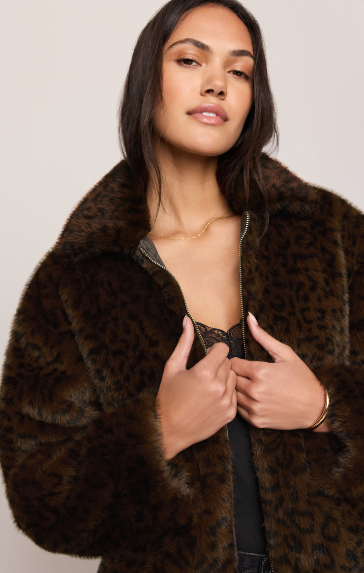 Edie Leopard Faux Fur Jacket