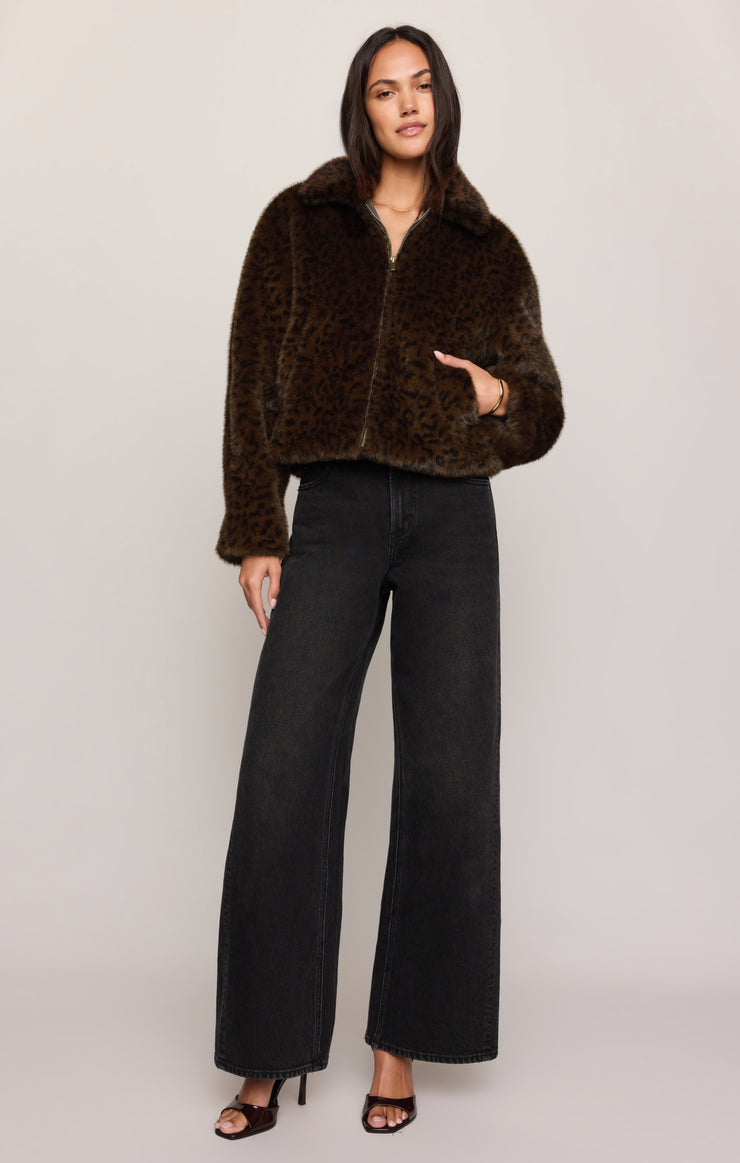 Edie Leopard Faux Fur Jacket