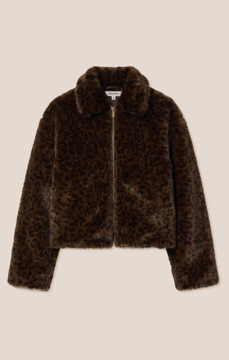 Jackets Edie Leopard Faux Fur Jacket Russet