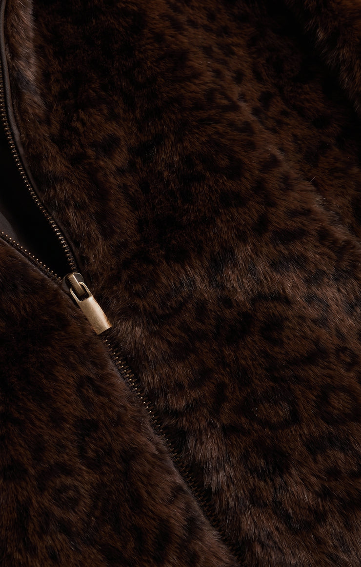 Jackets Edie Leopard Faux Fur Jacket Russet