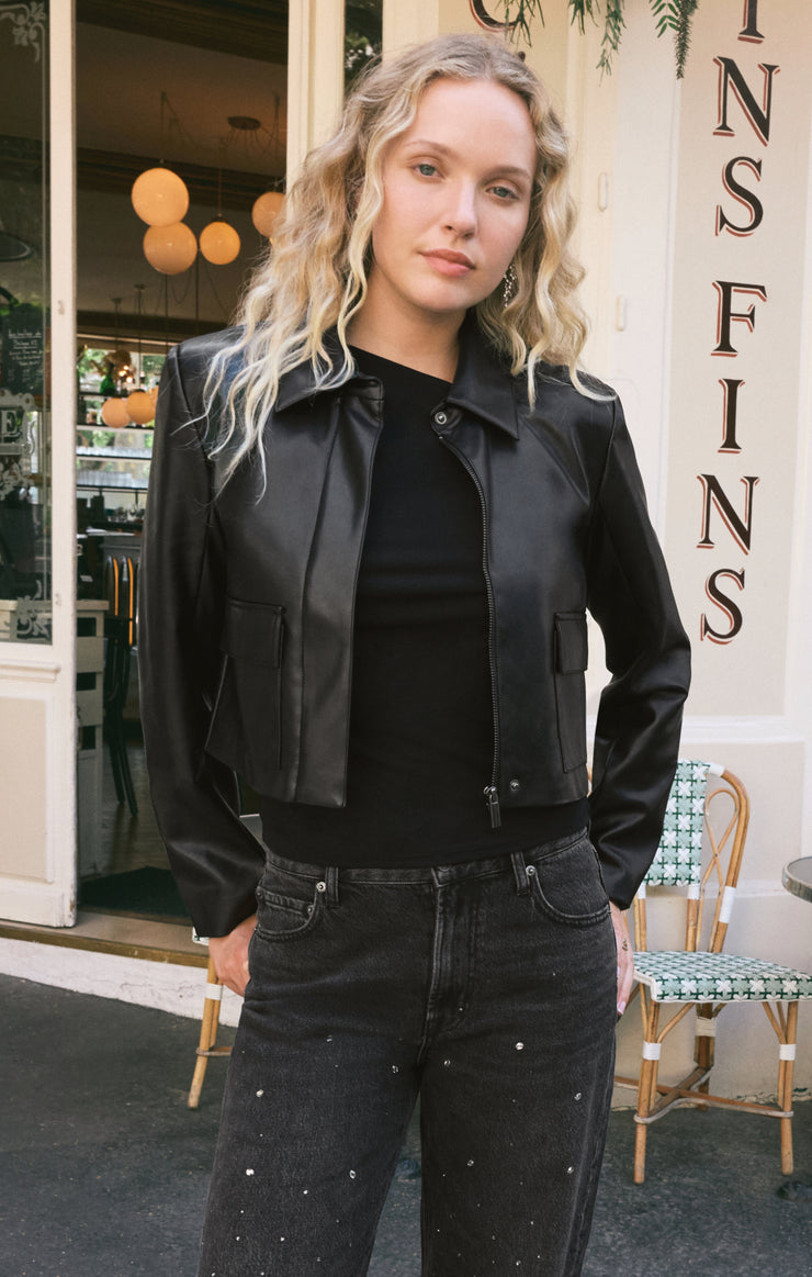 Jackets Ainsley Faux Cropped Leather Jacket Black