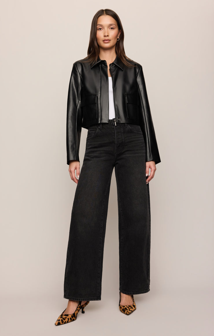 Ainsley Faux Cropped Leather Jacket