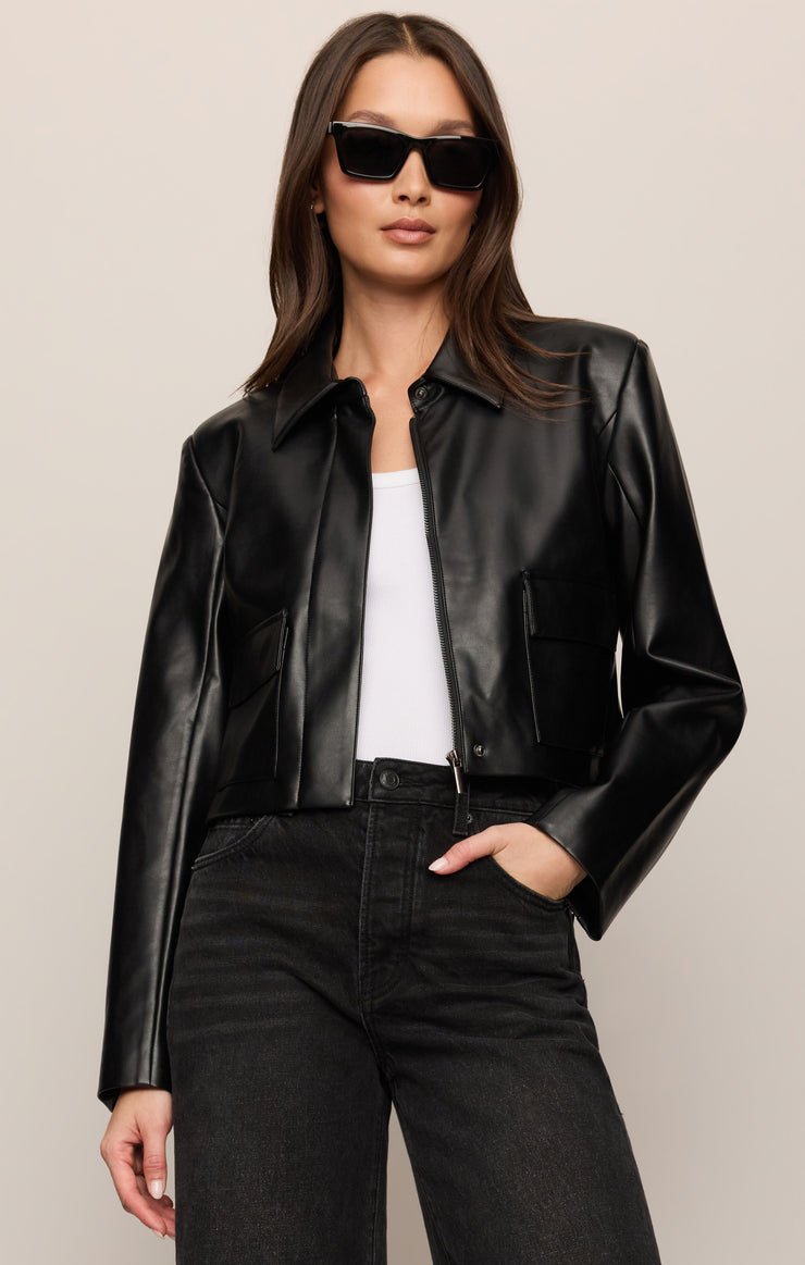 Jackets Ainsley Faux Cropped Leather Jacket Black
