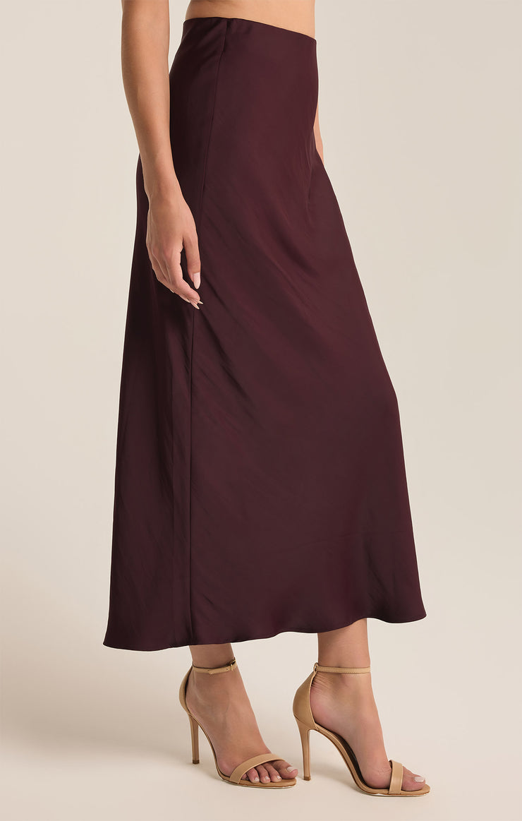 Skirts Europa Luxe Sheen Midi Skirt Berry Wine