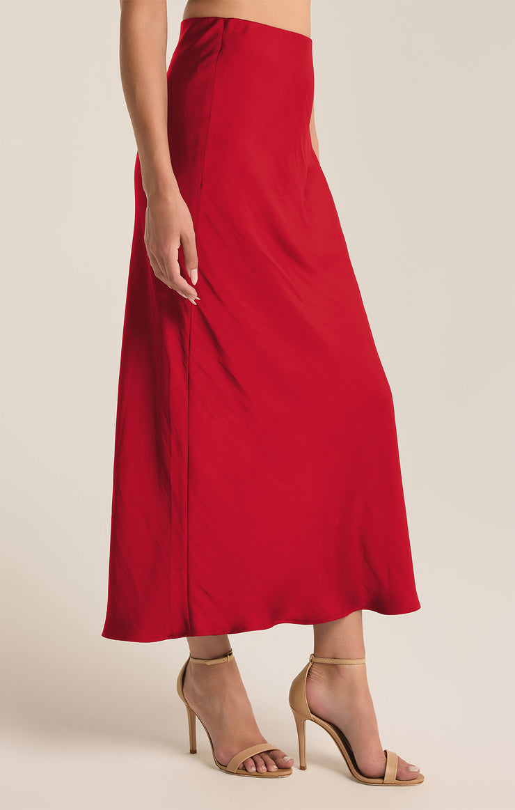 Skirts Europa Luxe Sheen Midi Skirt Haute Red