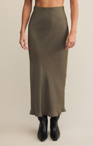 SkirtsEuropa Luxe Sheen Midi Skirt Olive Night