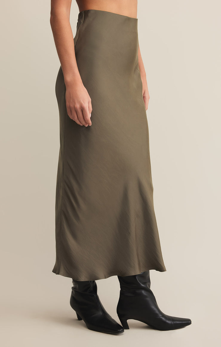 Skirts Europa Luxe Sheen Midi Skirt Olive Night