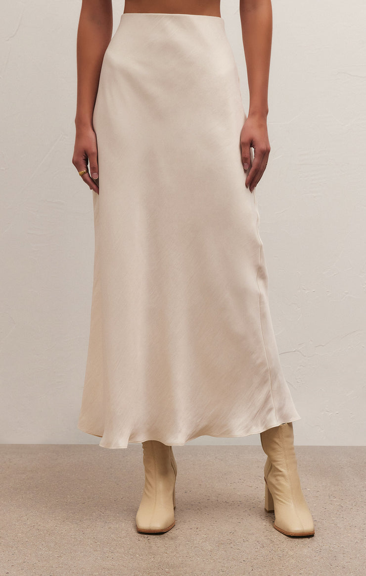V-shaped Flowy Mini Satin Skirt White