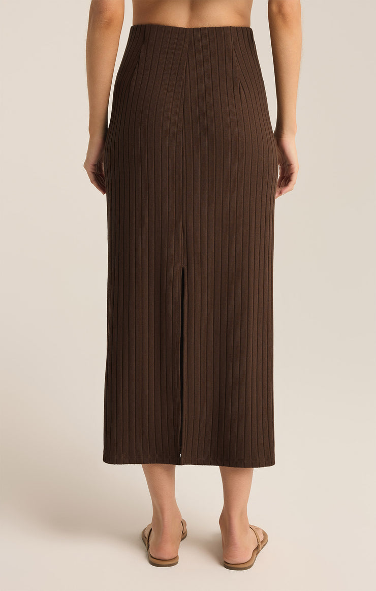 Skirts Louisa Rib Midi Skirt Dark Chocolate