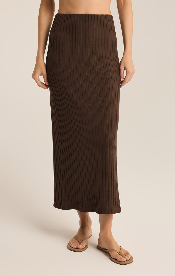 Skirts Louisa Rib Midi Skirt Dark Chocolate