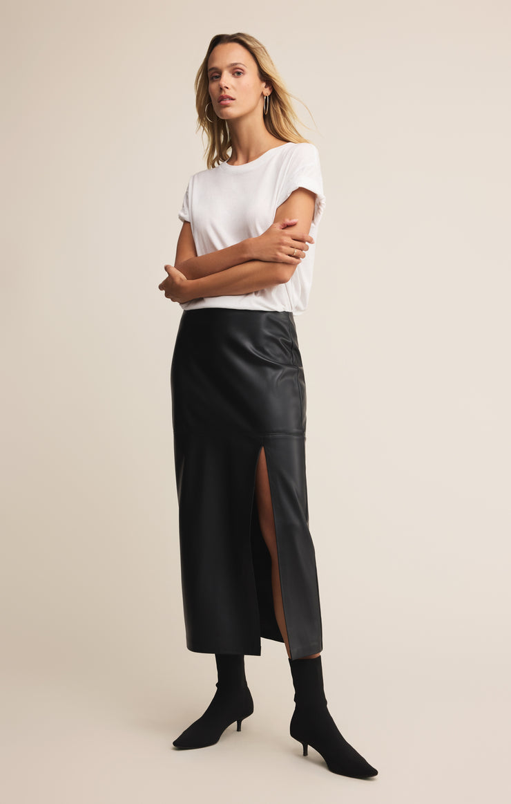 Skirts Metropolitan Faux Leather Midi Skirt Black