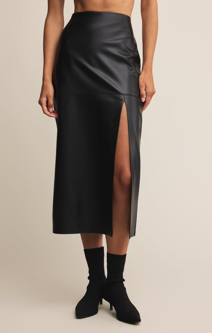 Skirts Metropolitan Faux Leather Midi Skirt Black
