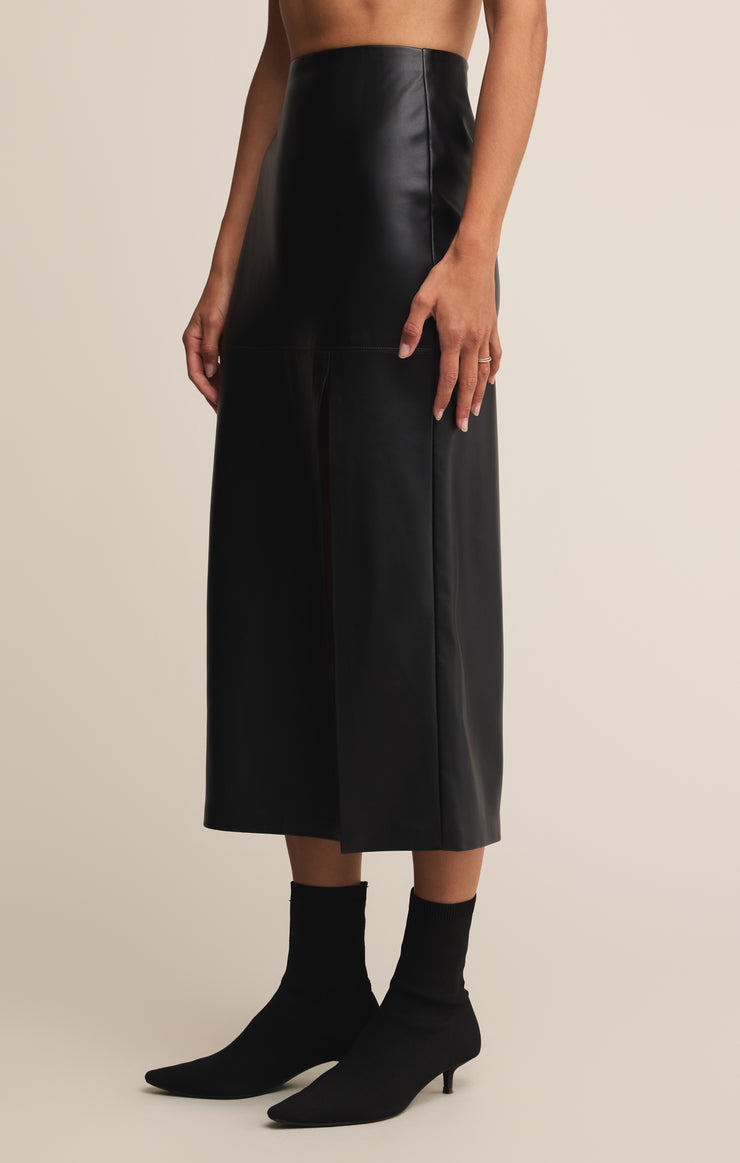 Skirts Metropolitan Faux Leather Midi Skirt Black