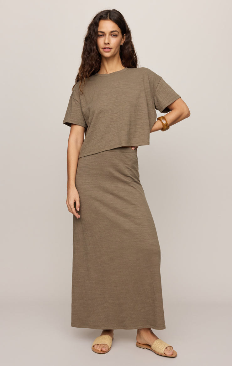 Skirts Delavine Textured Midi Skirt Khaki Green