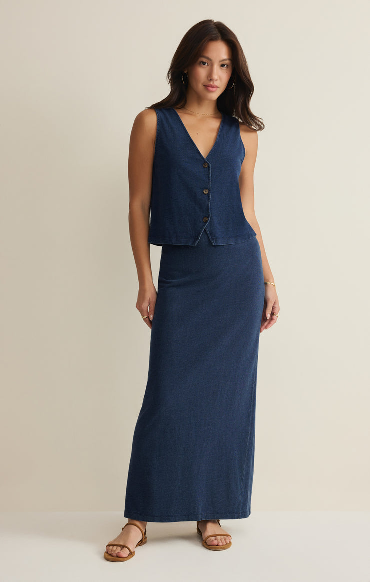 Skirts Gail Jersey Denim Midi Skirt Indigo
